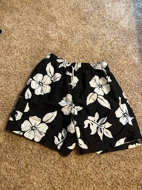 Men's Black Floral Swim Shorts
